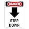 Signmission OSHA Danger Sign, Step Down Down Arrow, 10in X 7in Decal, 7" W, 10" L, Portrait, OS-DS-D-710-V-2119 OS-DS-D-710-V-2119 - alternate 1